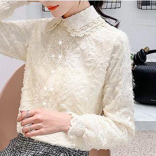 Fleece-lined Plain Lace Top