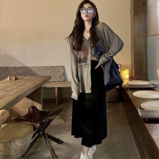 Print Shirt / Midi Pencil Skirt