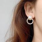 Faux Pearl Hoop Drop Earring 1 Pair - Earrings - Gold - One Size