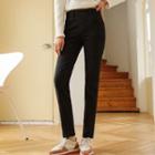Wide-banded Napped Slim-fit Jeans