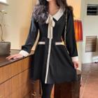 Ribbon Contrast-trim Shirtdress Black - One Size