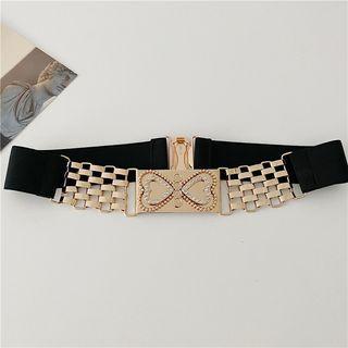Rhinestone Chain Waist Belt Black - One Size