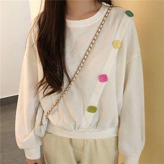 Button Accent Long-sleeve Sweatshirt