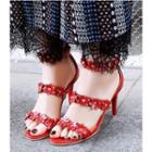 Studded Flower High-heel Sandals