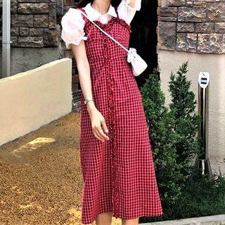 Gingham Midi Overall Dress