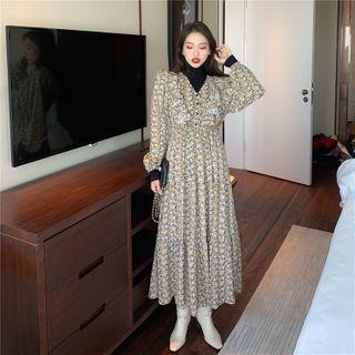 Turtleneck Top / Long-sleeve Floral Dress
