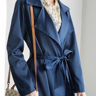 Tie-waist Open Front Midi Jacket