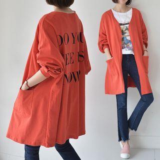 Letter Back Open Long Cardigan
