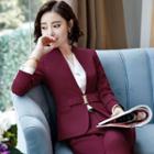 V-neck Blouse / Slim Fit Blazer / Pencil Skirt / Dress Pants / Set