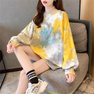 Tie-dye Print Lettering Sweatshirt