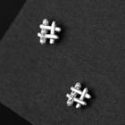 Hashtag Sterling Silver Earring 1 Pair - One Size