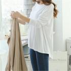 Raglan-sleeve Dip-back T-shirt
