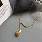 Droplet Pendant Layered Alloy Necklace 1 Pc - Gold - One Size