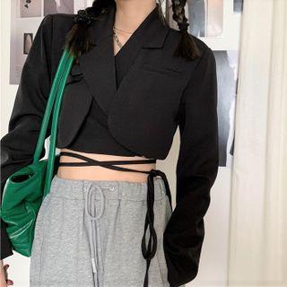 Cropped Tie-waist Blazer / Wide Leg Pants
