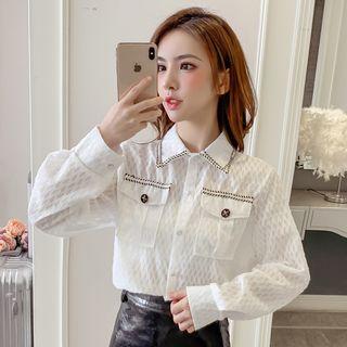 Embroidered Trim Sheer Shirt