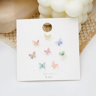 4 Pair Set : Butterfly Earring E1658-21 - 8 Pr - Blue & Pink & Green - One Size