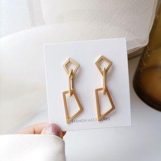 Geometric Alloy Dangle Earring 1 Pair - S925 Silver - Gold - One Size