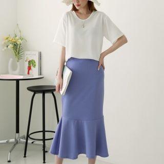 Set: Plain T-shirt + Long Mermaid Skirt