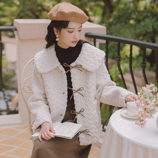 Fluffy Bow Button Jacket