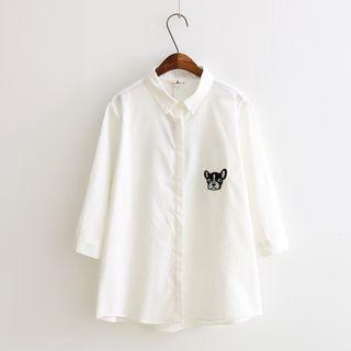 Dog Print 3/4-sleeve Shirt