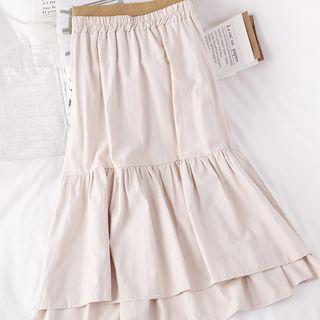 Plain Print A-line Midi Skirt