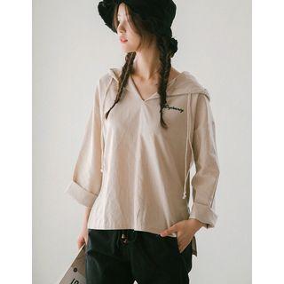 Dip-back Linen Blend Hoodie