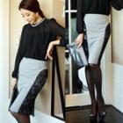 Lace Panel Pencil Skirt