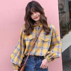 Plaid Balloon-sleeve Shirt