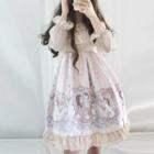 Set: Sleeveless Print Mini A-line Lolita Dress + Sheer Shirt