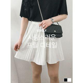 Band-waist Pleated Mini Skort