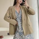 Long-sleeve Lapel Plain Padded Shoulder Blazer