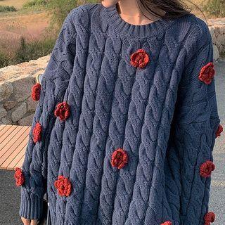 Embellished Cable Knit Sweater