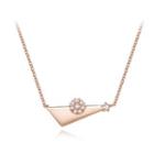 925 Sterling Silver Plated Rose Gold Simple Fashion Geometric Flower Necklace With Cubic Zirconia Rose Gold - One Size