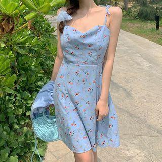 Floral Strappy Dress/ Plain Long Sleeve Shirt