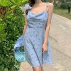 Floral Strappy Dress/ Plain Long Sleeve Shirt