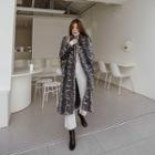 Peak-lapel Faux-fur Python Coat Black - One Size