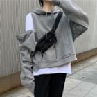 Zip Detail Hoodie As Shown In Figure - One Size