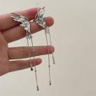 Buttoned Rhinestone Alloy Fringed Cuff Earring