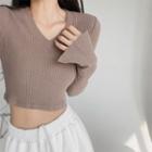Waffle V-neck Crop Top