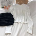 Round-neck Ruched Long-sleeve T-shirt