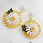Faux Pearl Daisy Dangle Earring 1 Pair - White Daisy - Yellow - One Size