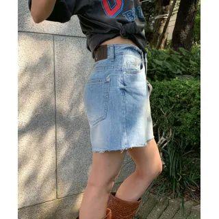 Frayed Washed Denim Shorts Light Blue - One Size