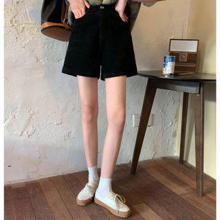 High-waist Corduroy A-line Shorts