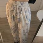 Floral Print Harem Pants Blue Floral - White - One Size