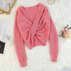 Cropped Twisted Ribbed Sweater