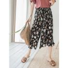 Band-waist Floral Print Pleated Pants