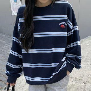 Striped Sweatshirt Navy Blue - One Size