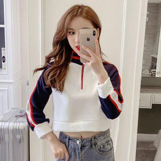 Striped Color Block Collared Pullover