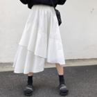 Asymmetric Hem Midi A-line Skirt Off-white - One Size