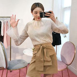Tie-front Asymmetric Miniskirt